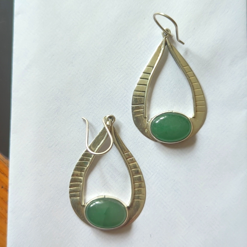Sterling green aventurine earrings